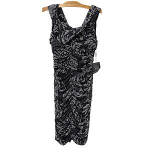 White House Black Market | Dress Mesh Ruched Floral Sleeveless NWT- Size 14